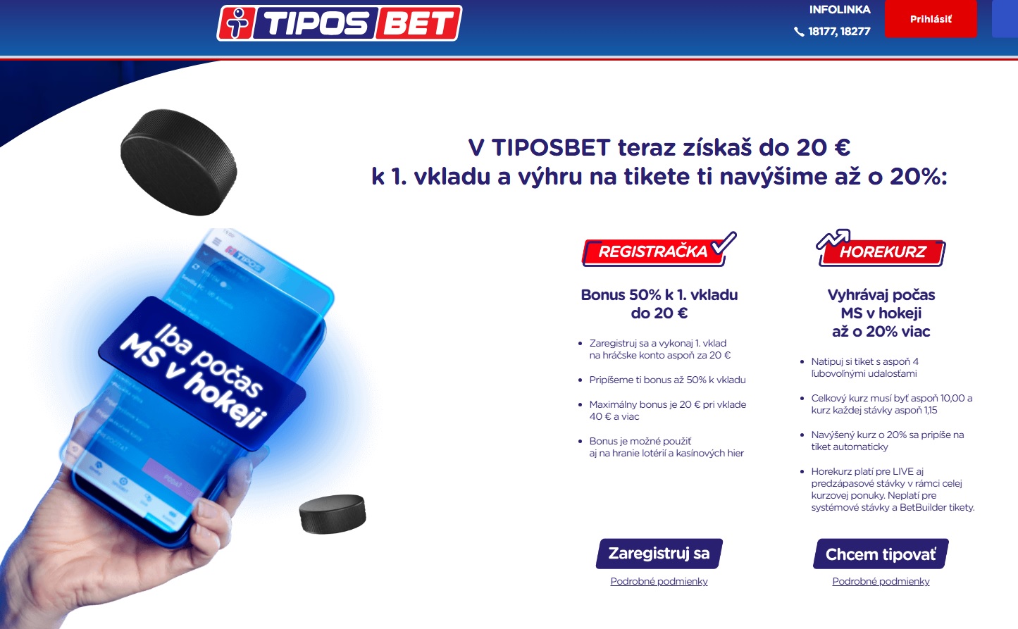 MS v hokeji vo veľkom štýle: TIPOS navýši výhry až o 20 percent